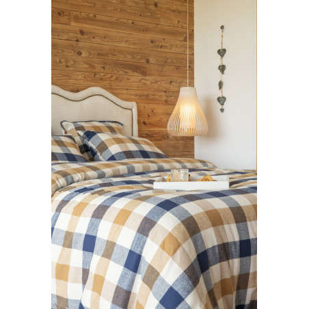 Housse de couette "Basile" toutes dimensions Flanelle de Coton tissée teinte l'Effet Papillon