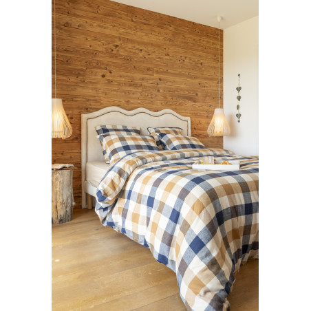 Housse de couette "Basile" toutes dimensions Flanelle de Coton tissée teinte l'Effet Papillon