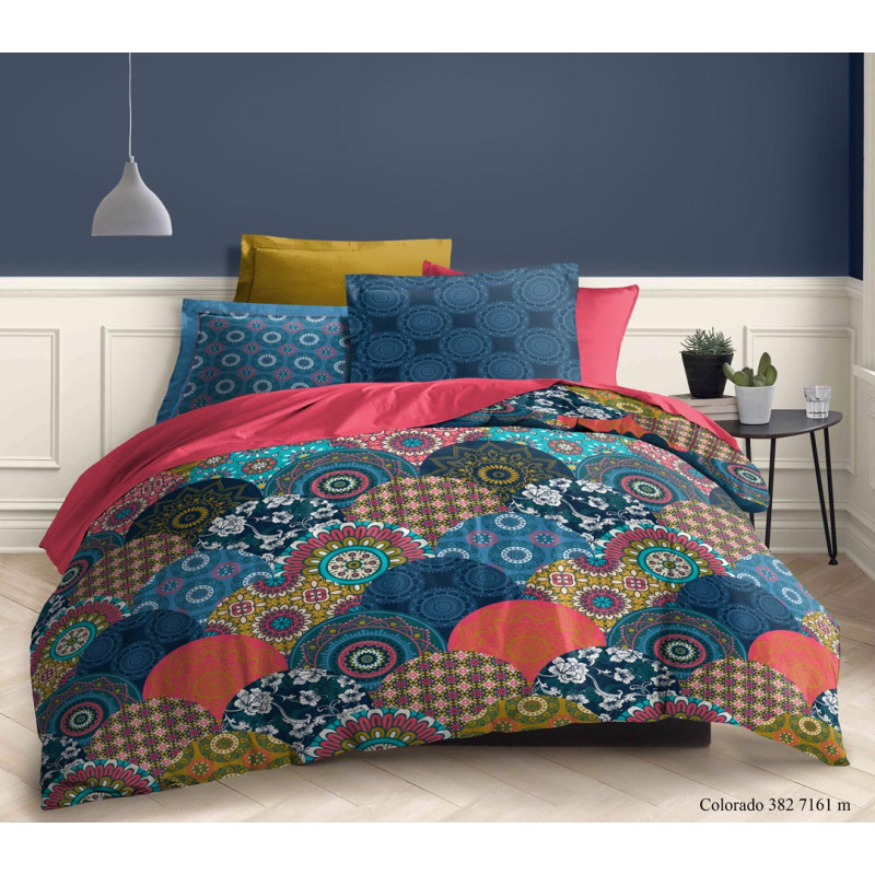 Parure de couette 3 Pièces réversible 260 x 240 cm King Size "Colorado" Coton Pur