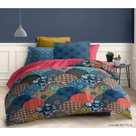 Parure de couette 3 Pièces réversible 260 x 240 cm King Size "Colorado" Coton Pur