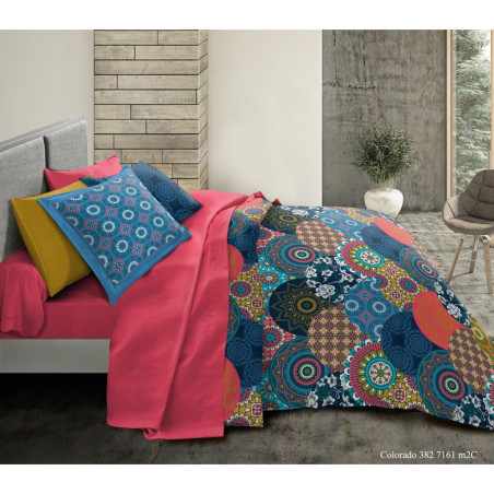 Parure de couette 3 Pièces réversible 260 x 240 cm King Size "Colorado" Coton Pur