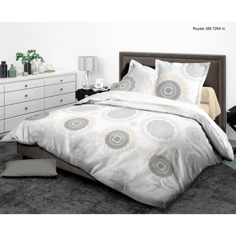 Parure de couette 3 Pièces réversible 260 x 240 cm King Size "Royale" Coton Pur
