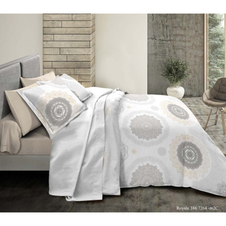Parure de couette 3 Pièces réversible 260 x 240 cm King Size "Royale" Coton Pur