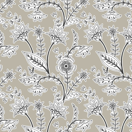 Parure de couette 4 pièces réversible 260 x 240 cm "Floral Taupe" pour lit 160 x 200 cm Coton Pur