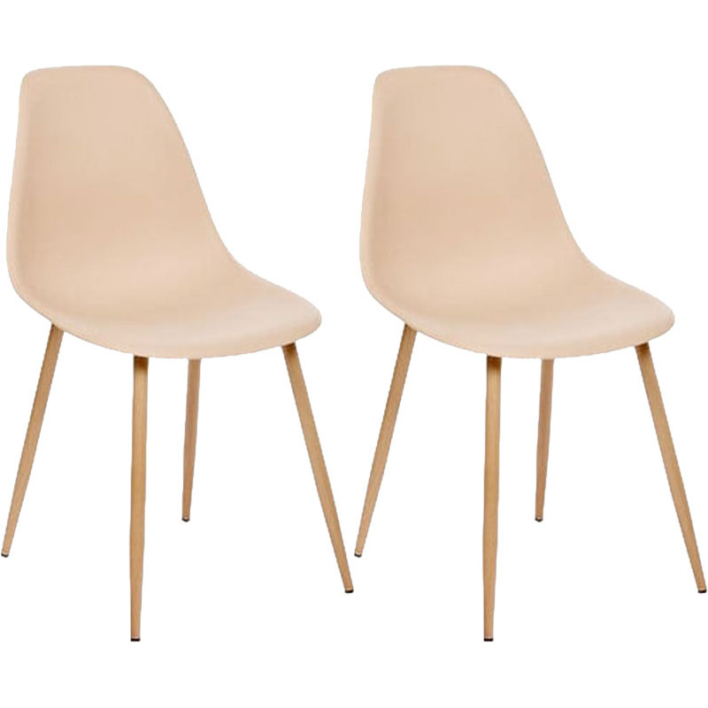 Lot de 2 chaises style scandinave "Ava" pieds métal imitation chêne Atmosphera