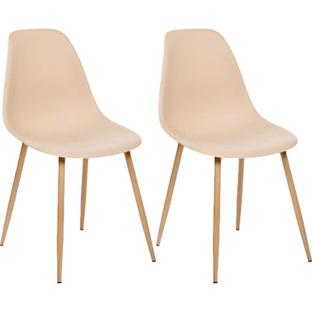 Lot de 2 chaises style scandinave "Ava" pieds métal imitation chêne Atmosphera