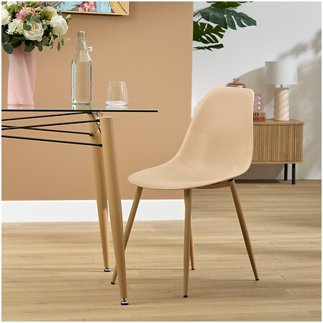 Lot de 2 chaises style scandinave "Ava" pieds métal imitation chêne Atmosphera