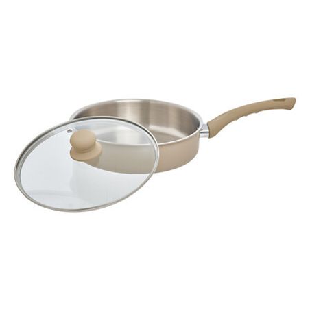 Sauteuse et son couvercle inox et aluminium "Solstice " diamètre 24 cm