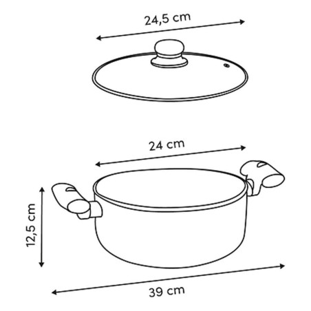 Faitout induction et son couvercle "Néo" aluminium diamètre 24 cm