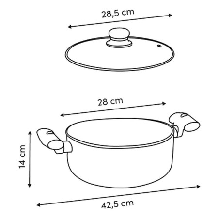 Faitout induction et son couvercle "Néo" aluminium diamètre 28 cm