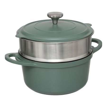 Cocotte avec panier et ustensile 24 cm fonte d'aluminium 4.5 litres Vert Olive