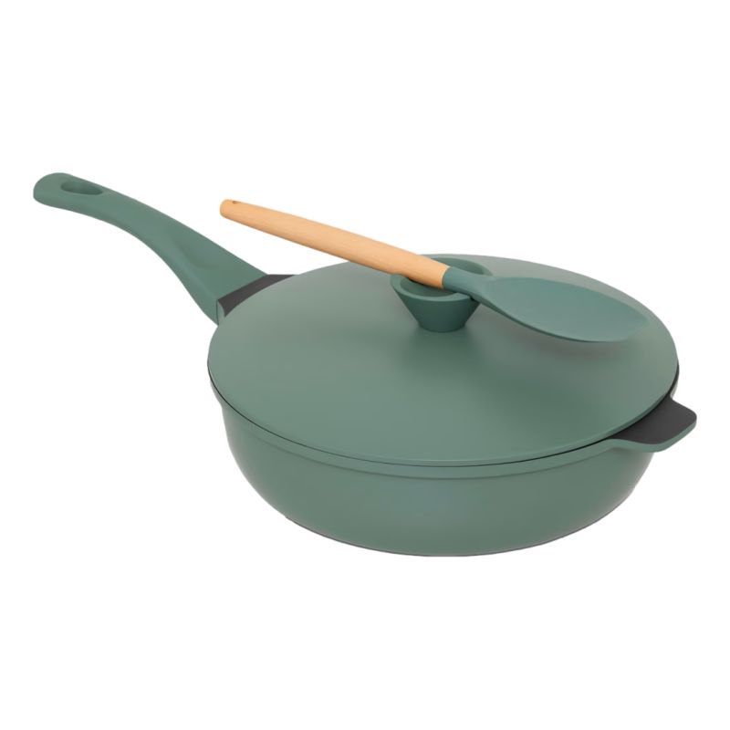 Sauteuse avec panier et ustensile 28 cm fonte d'aluminium Vert Olive