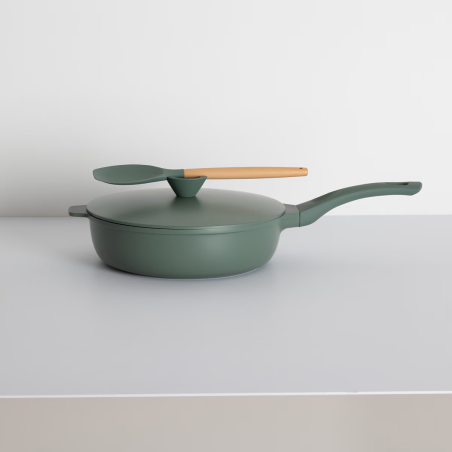 Sauteuse avec panier et ustensile 28 cm fonte d'aluminium Vert Olive