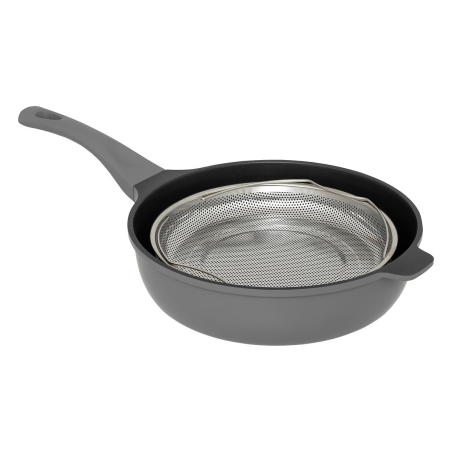 Sauteuse avec panier et ustensile 28 cm fonte d'aluminium Gris