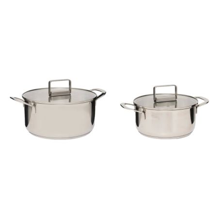 Lot de 2 Faitouts Acier inoxydable "Brillance" cuisson saine 20 cm et 24 cm