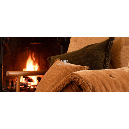 Housse de coussin + franges "Anta" + coussin de Garnissage "Anouk" Vent du sud