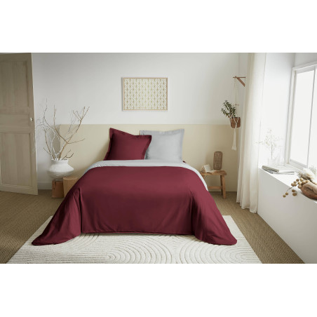 Parure de couette 3 Pièces réversible "Duo Premium" 260 x 240 cm King Size Grenat/Nuage