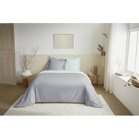 Parure de couette 3 Pièces réversible "Duo Premium" 240 x 220 cm Nuage/Menthe