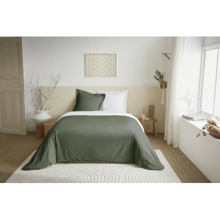 Parure de couette 3 Pièces réversible "Duo Premium" 240 x 220 cm Romarin/Neige