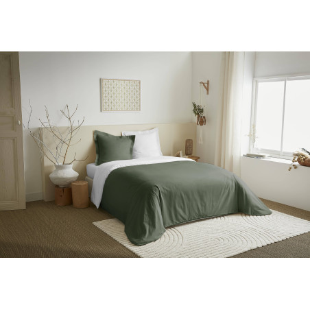 Parure de couette 3 Pièces réversible "Duo Premium" 240 x 220 cm Romarin/Neige