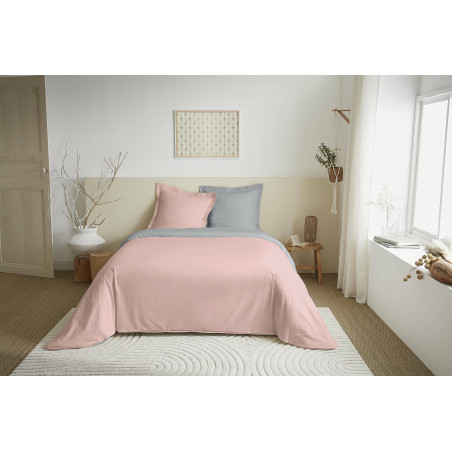 Parure de couette 3 Pièces réversible "Duo Premium" 240 x 220 cm Rose Dragée/Nuage