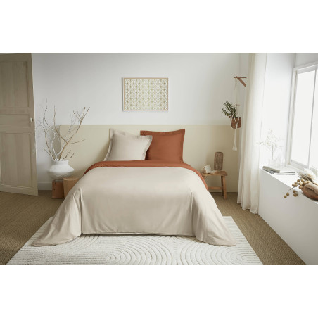 Parure de couette 3 Pièces réversible "Duo Premium" 260 x 240 cm King Size Sable/Paprika