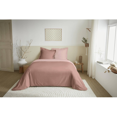 Parure de couette 3 Pièces réversible "Duo Premium" 240 x 220 cm Vieux Rose/Rose Dragée