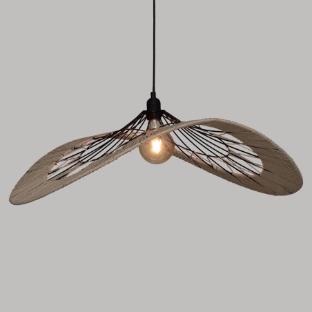 Suspension "Caly" diamètre 75 cm métal filaire noir et naturel Atmosphera