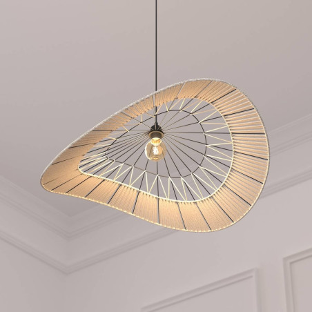 Suspension "Caly" diamètre 75 cm métal filaire noir et naturel Atmosphera