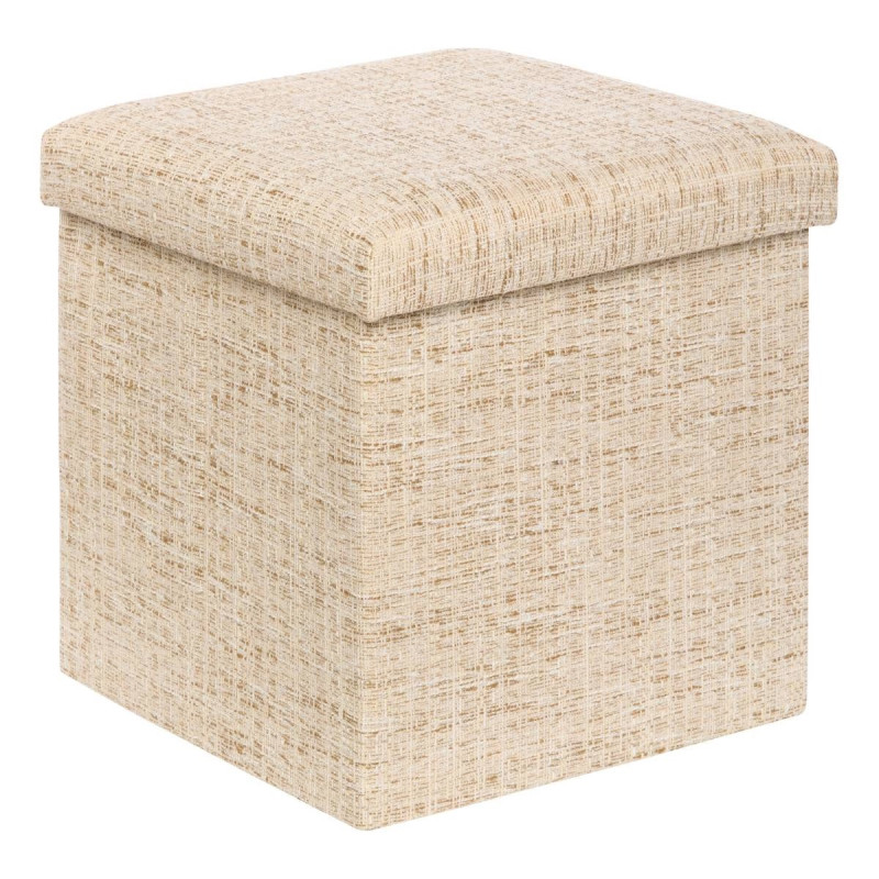 Pouf coffre pliable "Olma" polyester avec effet matière naturelle Atmosphera