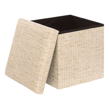 Pouf coffre pliable "Olma" polyester avec effet matière naturelle Atmosphera