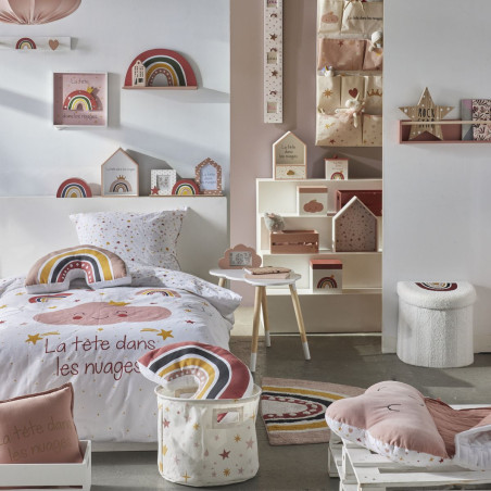Pouf coffre pliable Arc en Ciel "La tête dans les Nuages" Kid Story