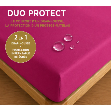 Drap housse "DuoProtect" 140 x 190 + 30 cm avec technologie imperméable intégrée