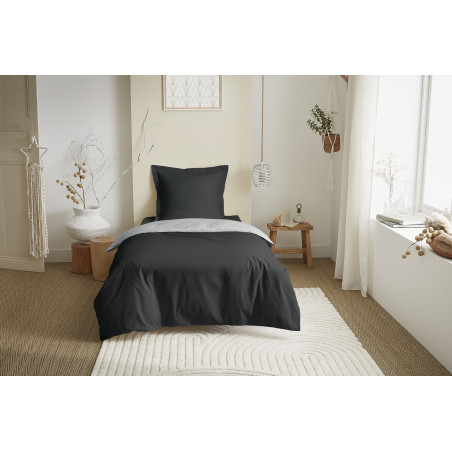 Parure de draps 3 Pièces "Duo Premium" lit 90 x 190 cm Truffe/Nuage