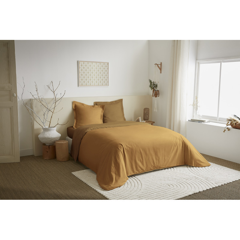 Parure de draps 4 Pièces "Duo Premium" lit 140 x 190 cm Miel/Caramel