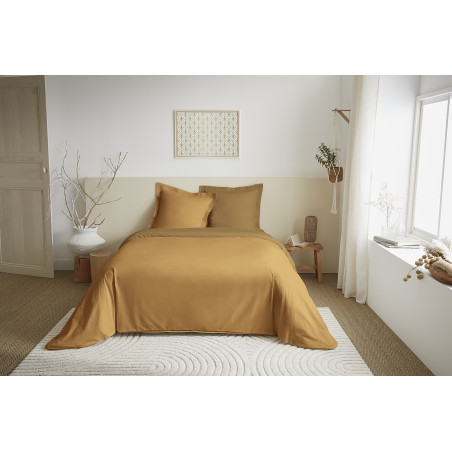 Parure de draps 4 Pièces "Duo Premium" lit 140 x 190 cm Miel/Caramel
