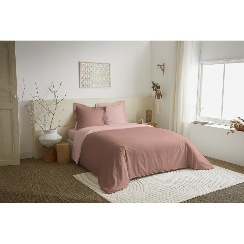Parure de draps 4 Pièces "Duo Premium" lit 160 x 200 cm Vieux Rose/Rose Dragée