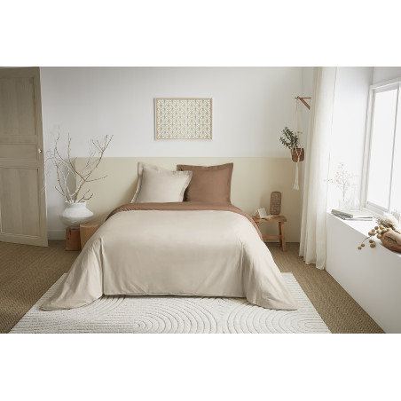 Parure de draps 4 Pièces "Duo Premium" lit 160 x 200 cm Sable/Taupe