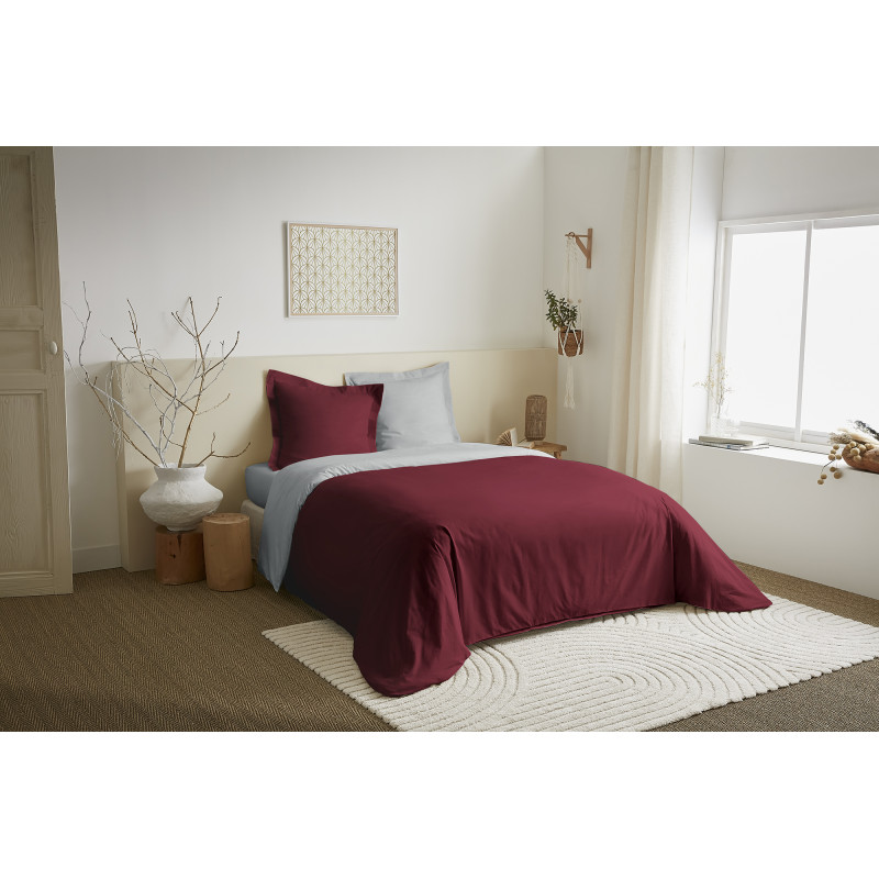 Parure de draps 4 Pièces "Duo Premium" lit 160 x 200 cm Grenat/Nuage