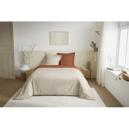 Parure de draps 4 Pièces "Duo Premium" lit 160 x 200 cm Sable/Paprika