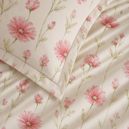 Parure de draps 3 pièces "Anaelle" pour lit 90 x 190 cm Coquelicot Rose Pétale
