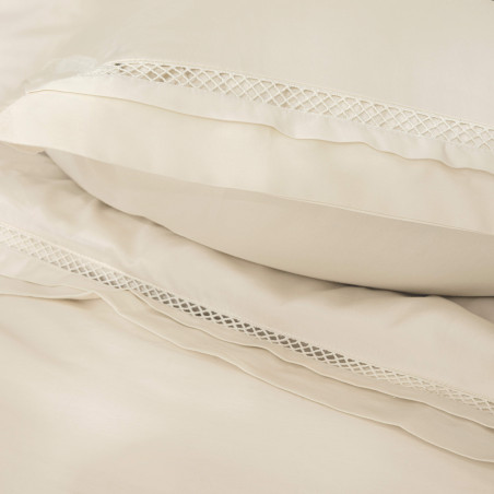 Parure de couette "Autrefois" 200 x 200 cm satin de coton peigné 120 fils/cm² – Finition jour échelle