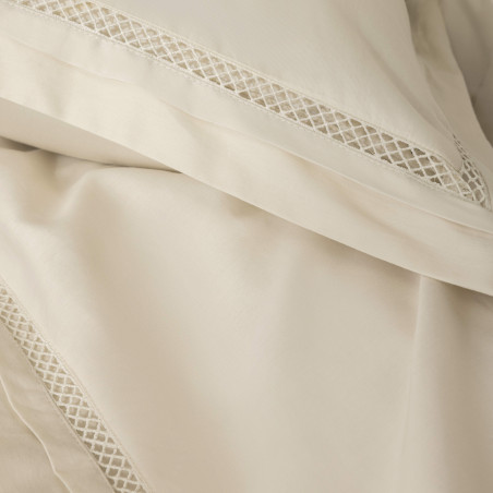 Parure de couette "Autrefois" 260 x 240 cm King Size satin de coton peigné 120 fils/cm² – Finition jour échelle