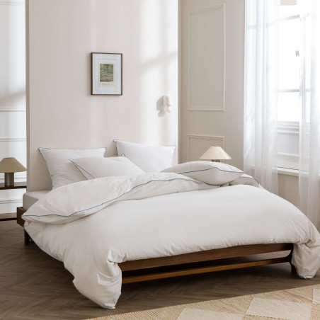 Parure de couette 2 pièces "Solstice" Percale de coton peigné 140 x 200 cm Finition Passepoil