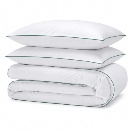 Parure de couette 3 pièces "Solstice" Percale de coton peigné 200 x 200 cm Finition Passepoil