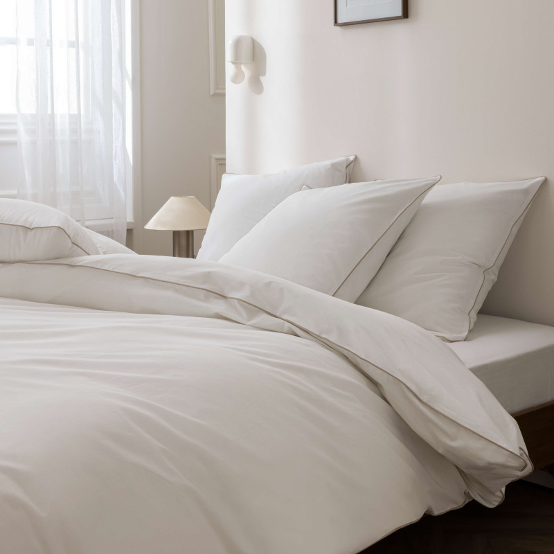 Parure de couette 3 pièces "Solstice" Percale de coton peigné 240 x 220 cm Finition Passepoil