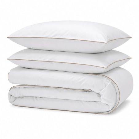 Parure de couette 3 pièces "Solstice" Percale de coton peigné 240 x 220 cm Finition Passepoil