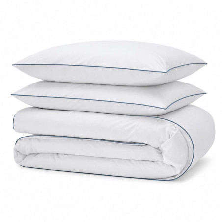 Parure de couette 3 pièces "Solstice" Percale de coton peigné 260 x 240 cm King Size Finition Passepoil