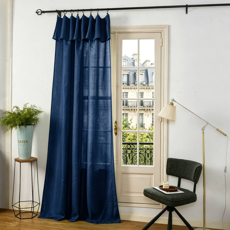 Voilage ajustable + 8 anneaux pince 140 x 270 cm "Evasion" Polyester effet lin