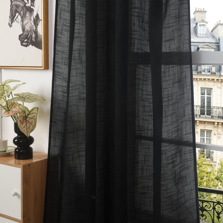 Voilage ajustable + 8 anneaux pince 140 x 270 cm "Evasion" Polyester effet lin
